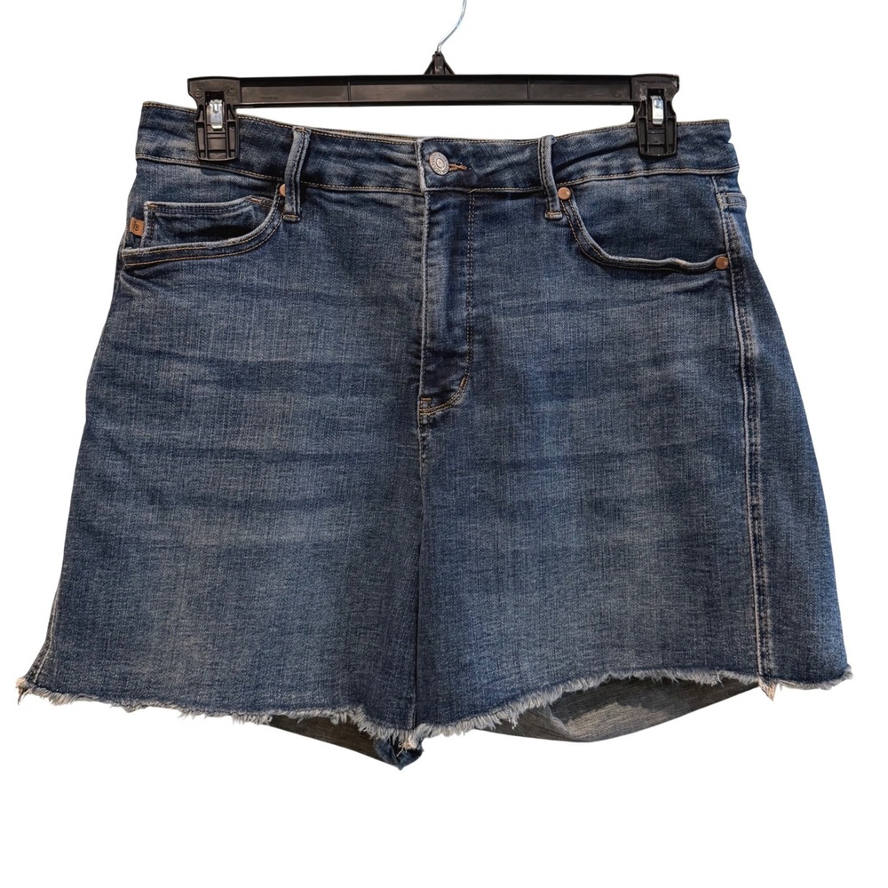 Judy Blue Denim Shorts Blue Dark Wash Raw Hem High Rise Women's 2XL (20)